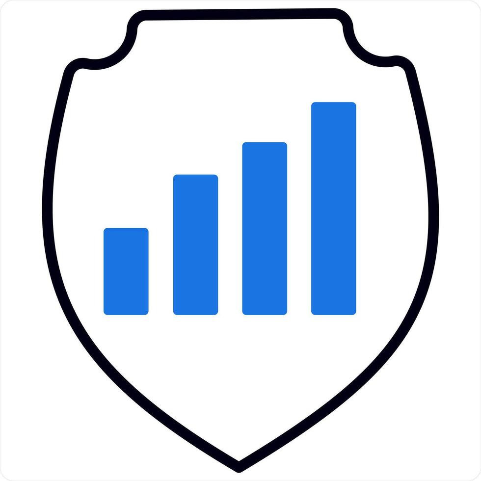 Graph Security and protection icon concept in blue line color vector