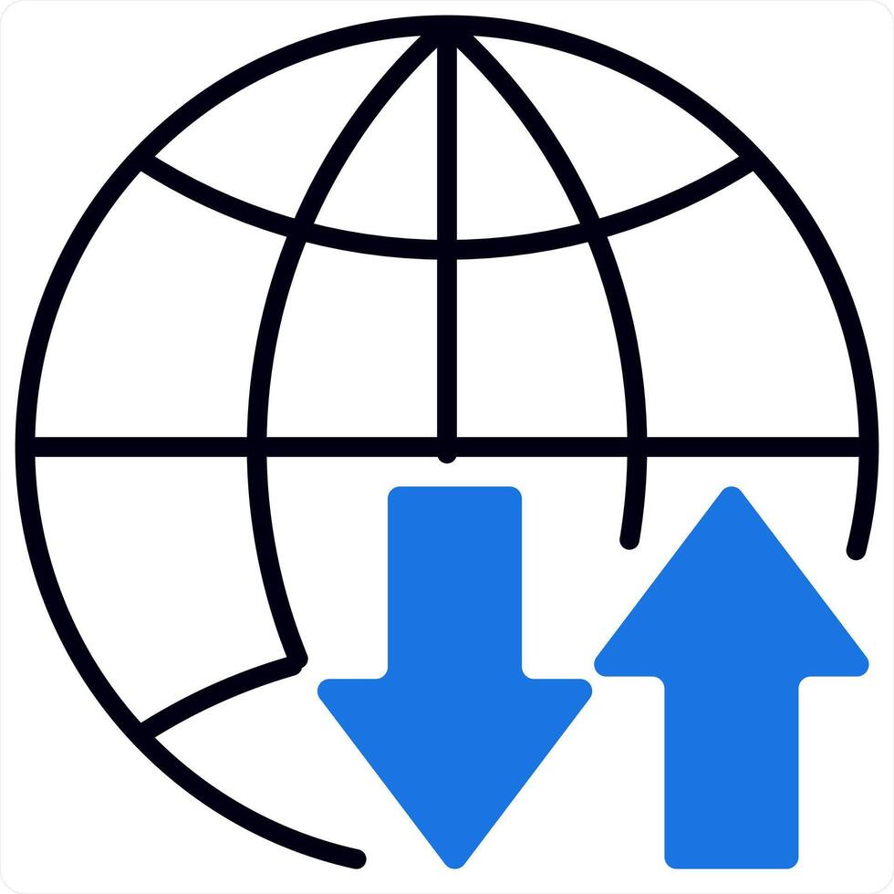 Global Synchronize and icon concept in blue line color vector
