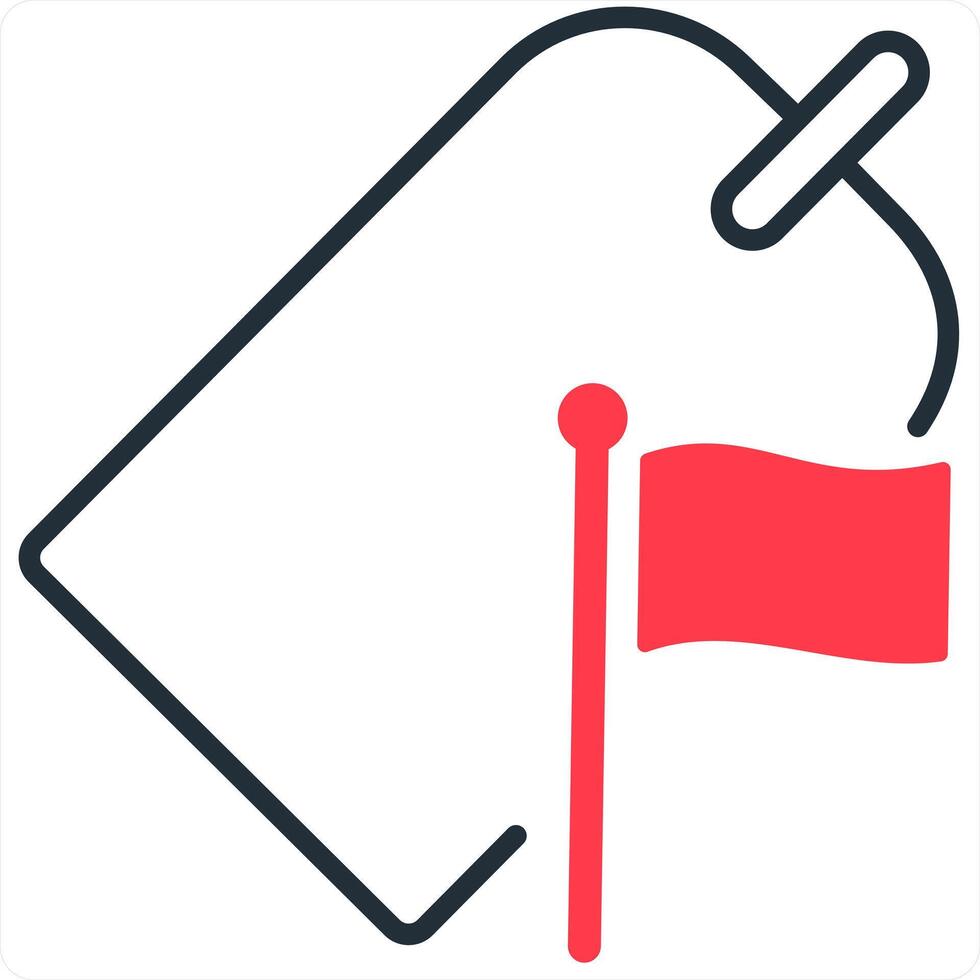 Flag Tag and label icon concept in red line color vector