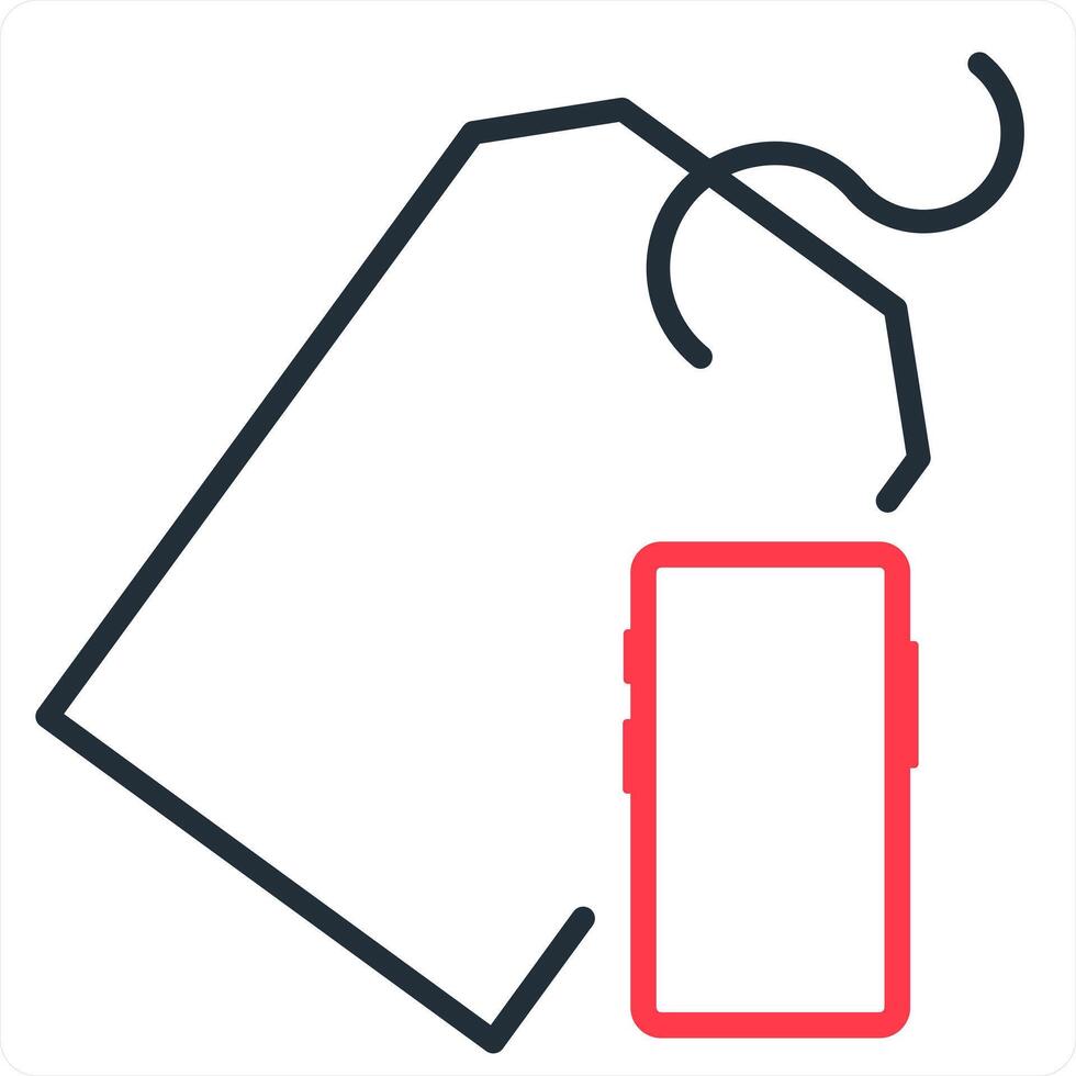 Mobile Tag and label icon concept in red line color vector
