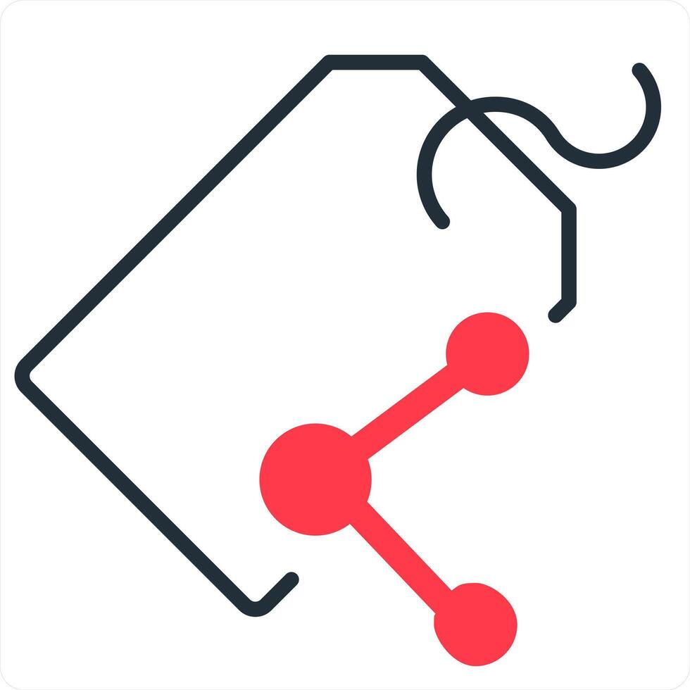 Share Tag and label icon concept in red line color vector