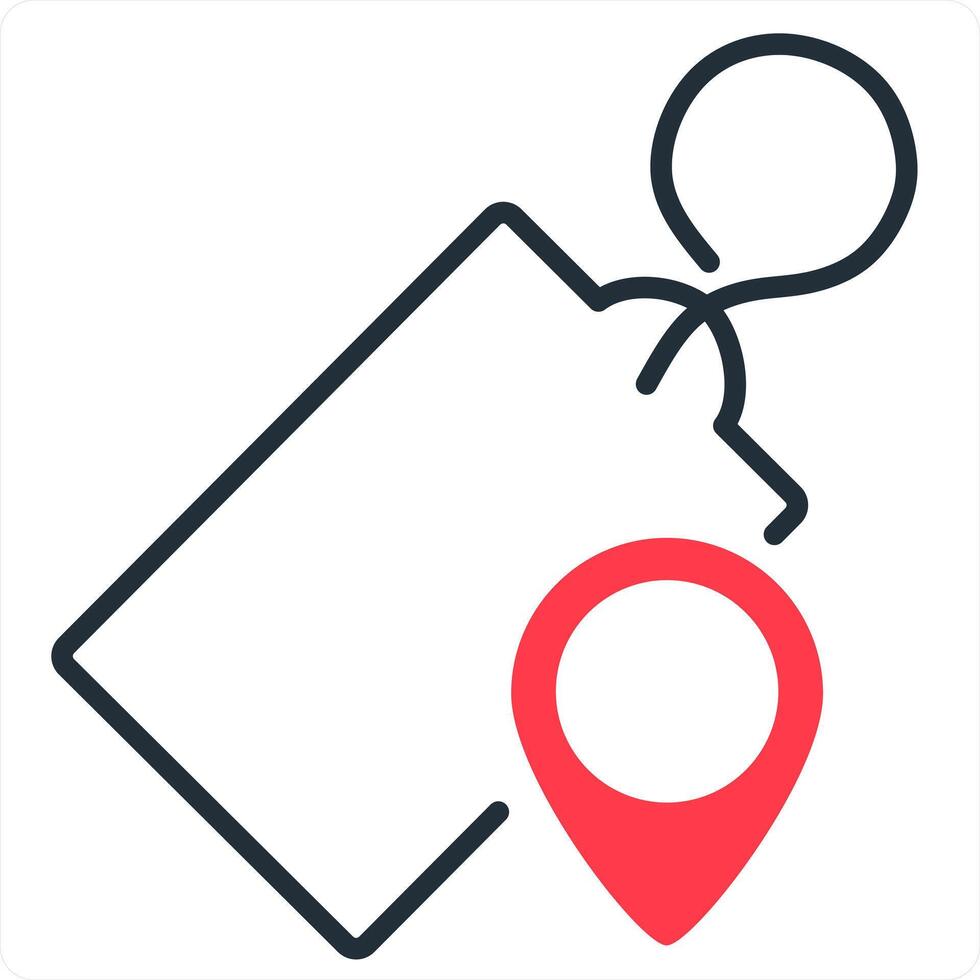 Tag Location and label icon concept in red line color vector