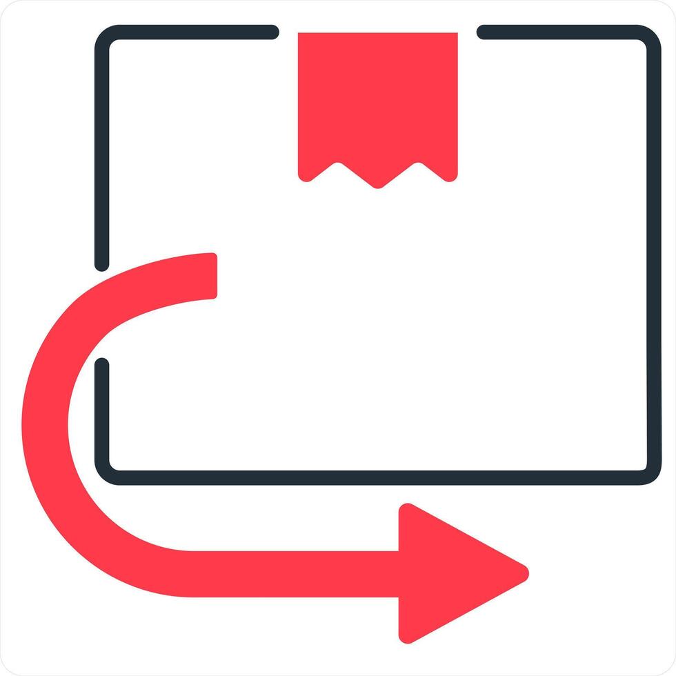 Return Parcel and delivery icon concept in red line color vector