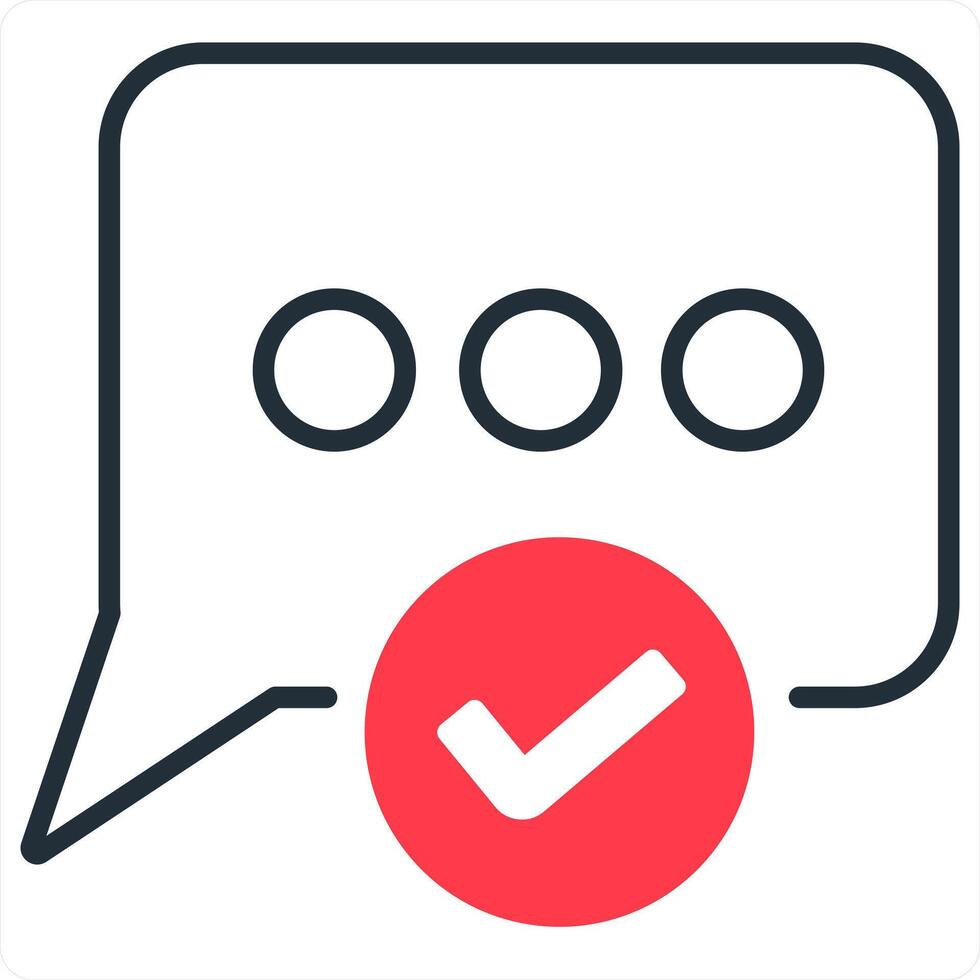 Approved Message and verify icon concept in red line color vector