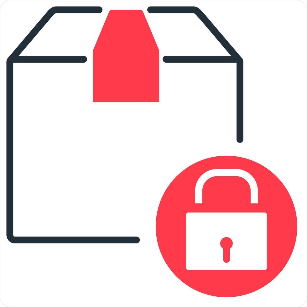 Delivery Security and protection icon concept in red line color vector