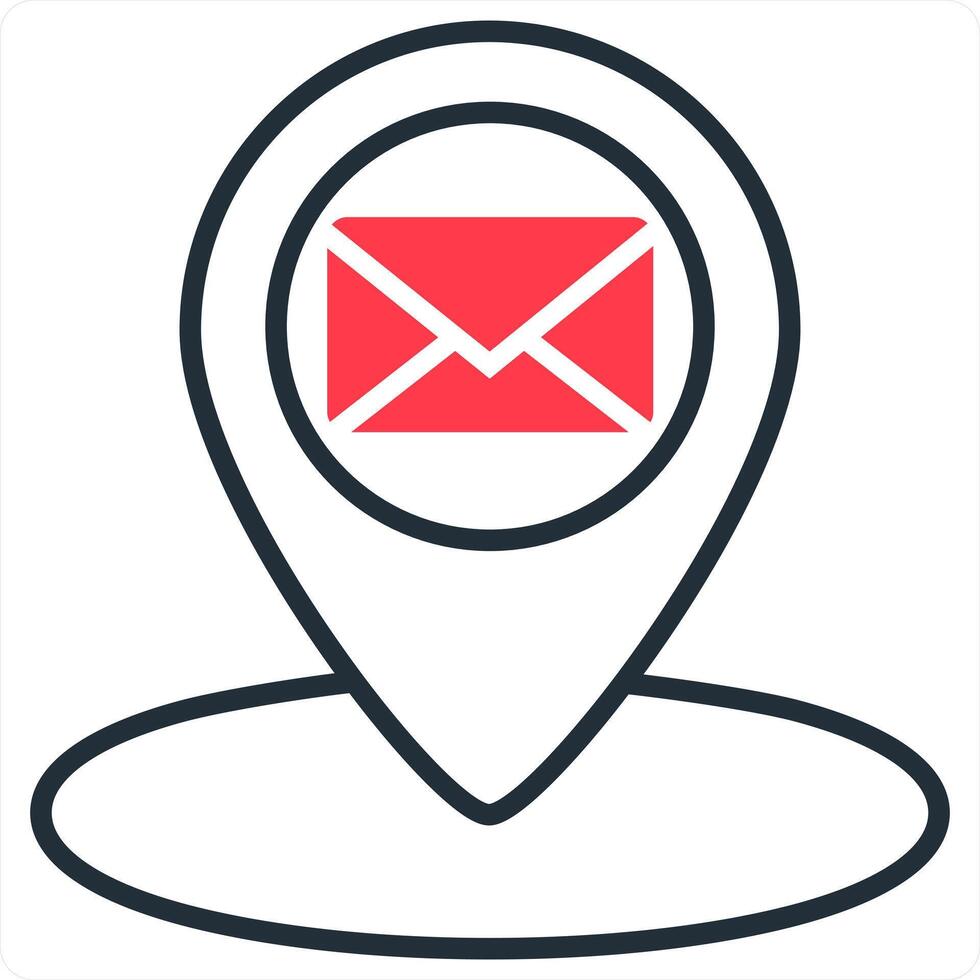 Message Location and pin icon concept in red line color vector