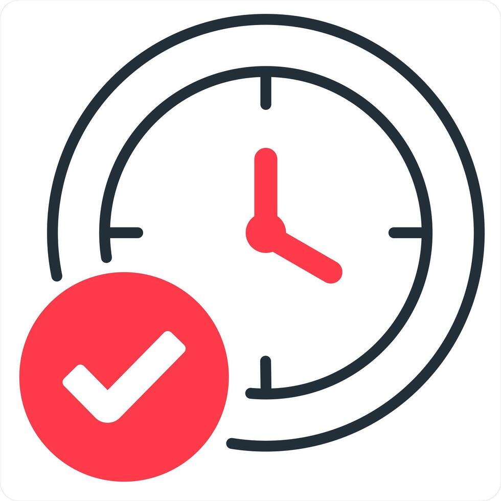 Right Time and time icon concept in red line color vector