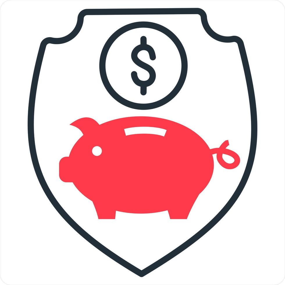 Savings Security and security icon concept in red line color vector