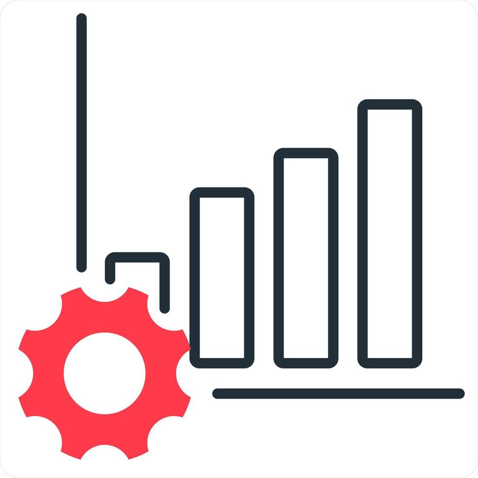 Graph Settings and graph icon concept in red line color vector