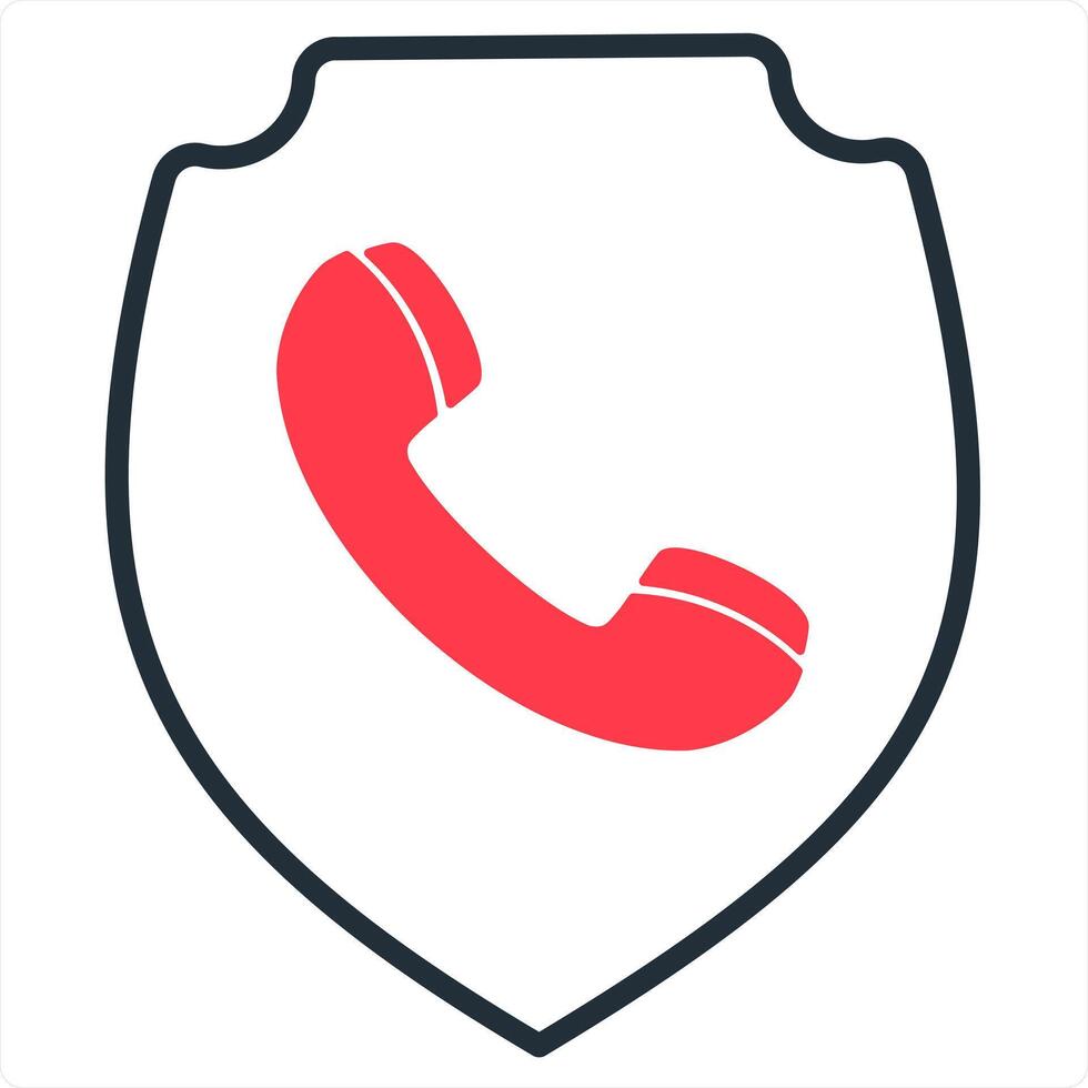 Call Security and calling icon concept in red line color vector