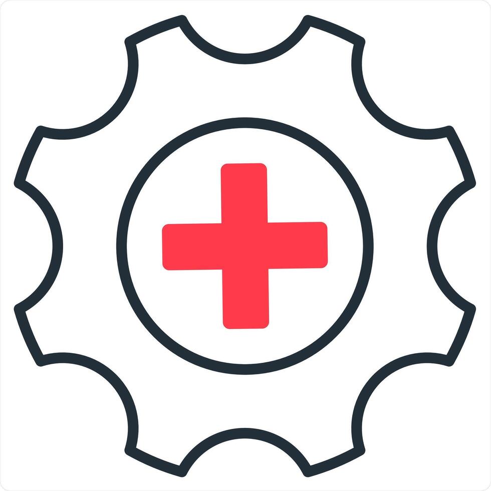 Add Settings and settings icon concept in red line color vector