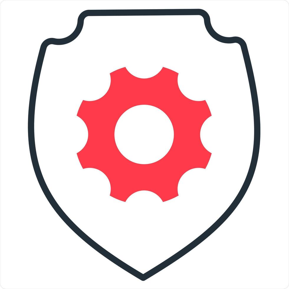 Setting Security and protection icon concept in red line color vector