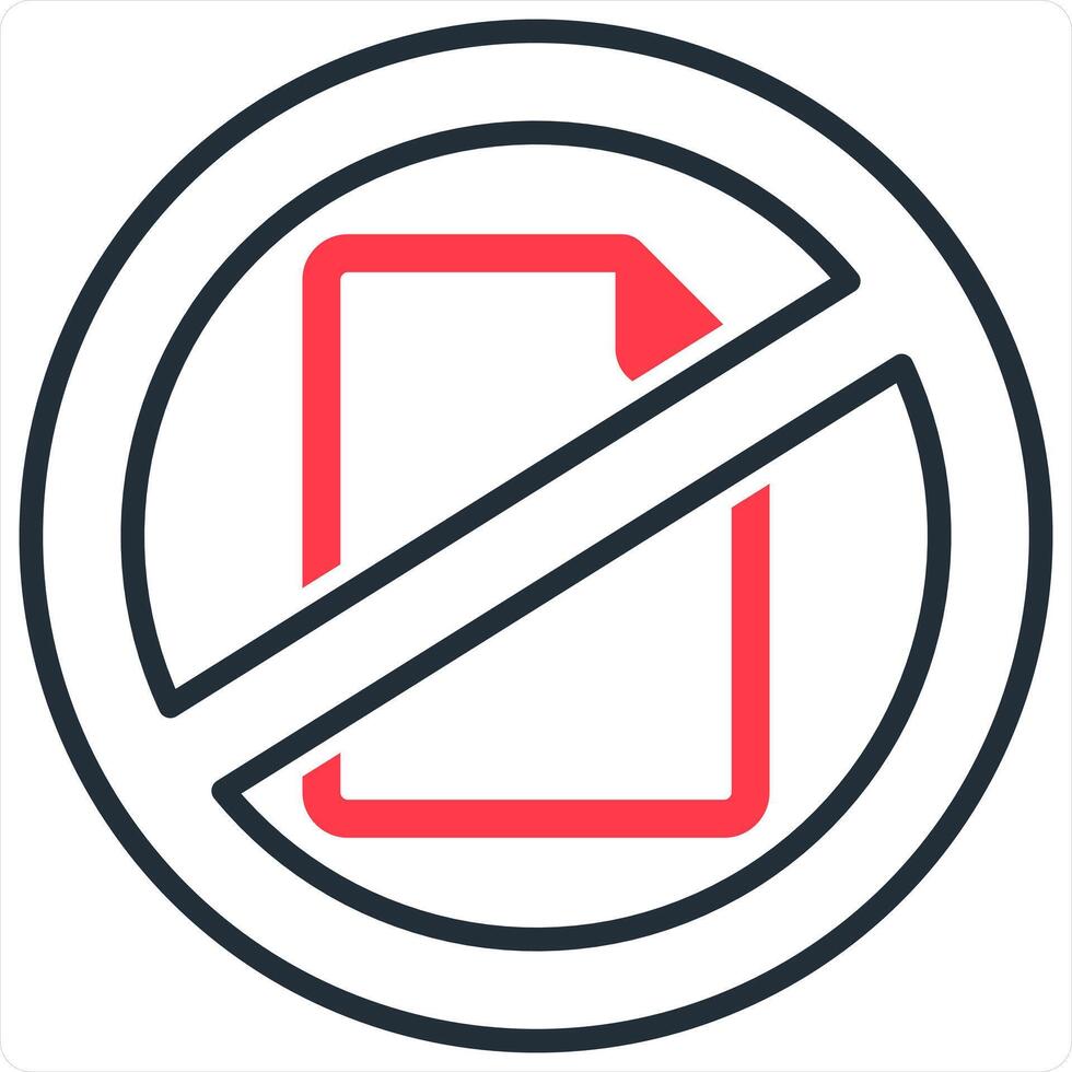 Document Prohibited Icon Concept in red line color vector