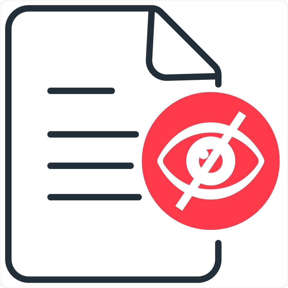 Invisible Document and Find Icon Concept in red line color vector
