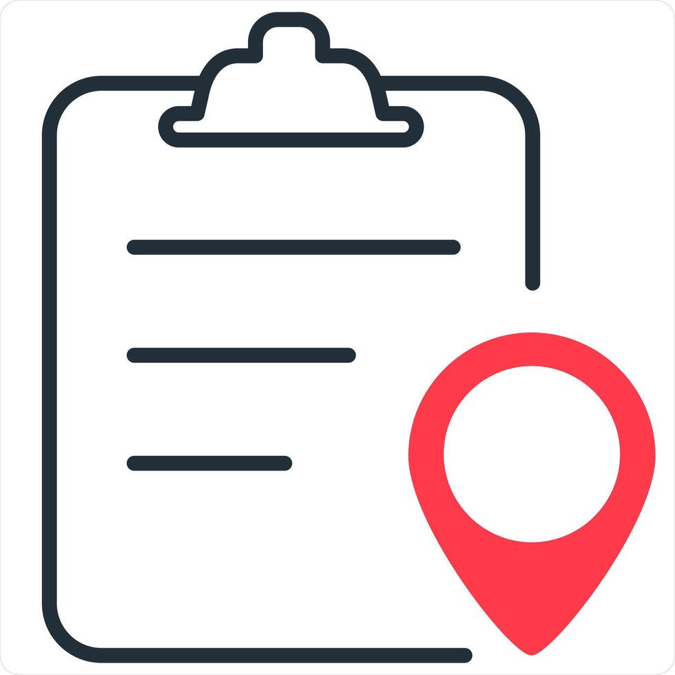 Page Location and Map Icon Concept in red line color vector