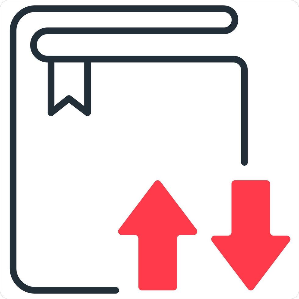 Synchronize Book and File Icon Concept in red line color vector