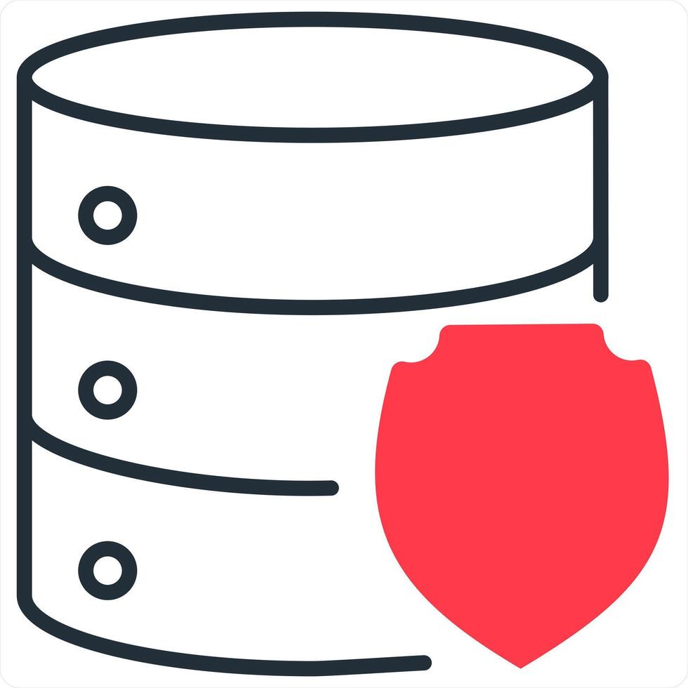 Server Security and icon concept in red line color vector
