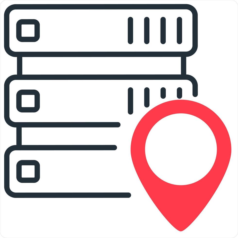 Server Location and icon concept in red line color vector
