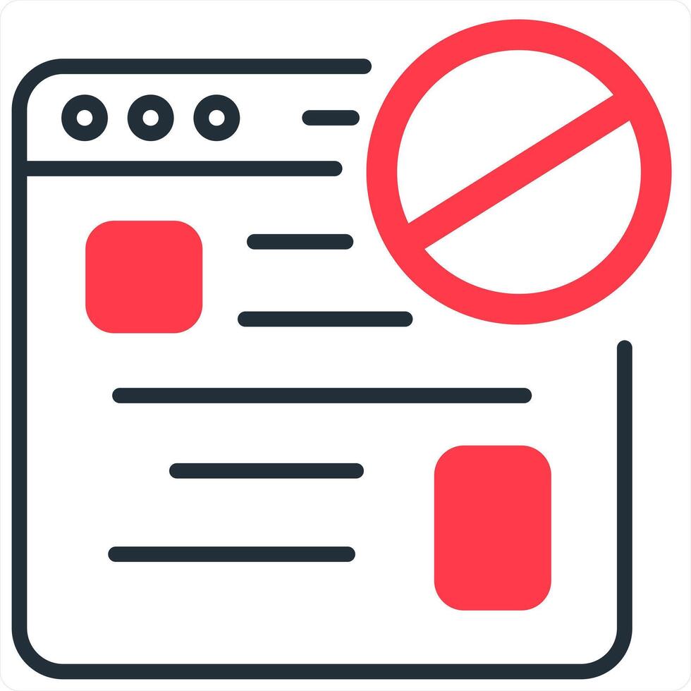 Webpage Prohibited and icon concept in red line color vector