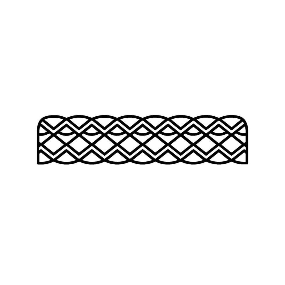 A minimalist line art featuring an intricate geometric pattern resembling interlocking waves and diamonds isolated vector