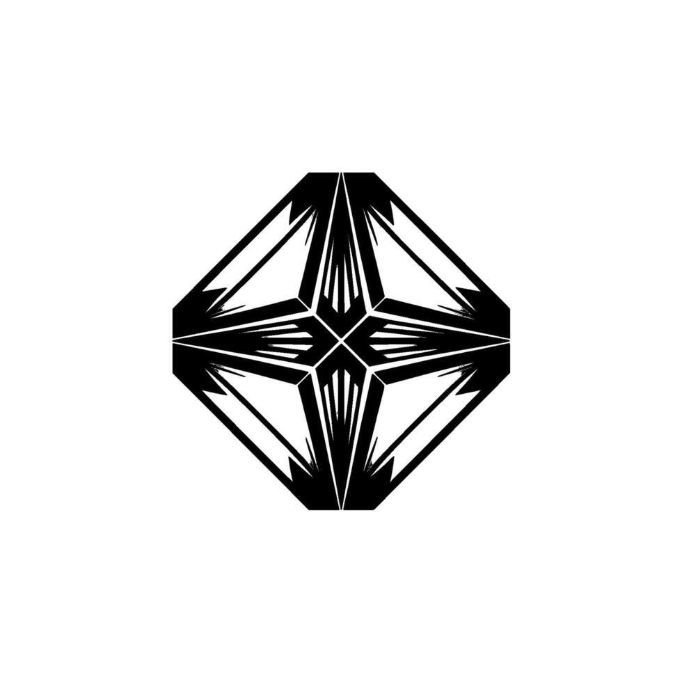 Abstract geometric art deco starburst pattern with sharp lines and luminous silver gradient accents vector