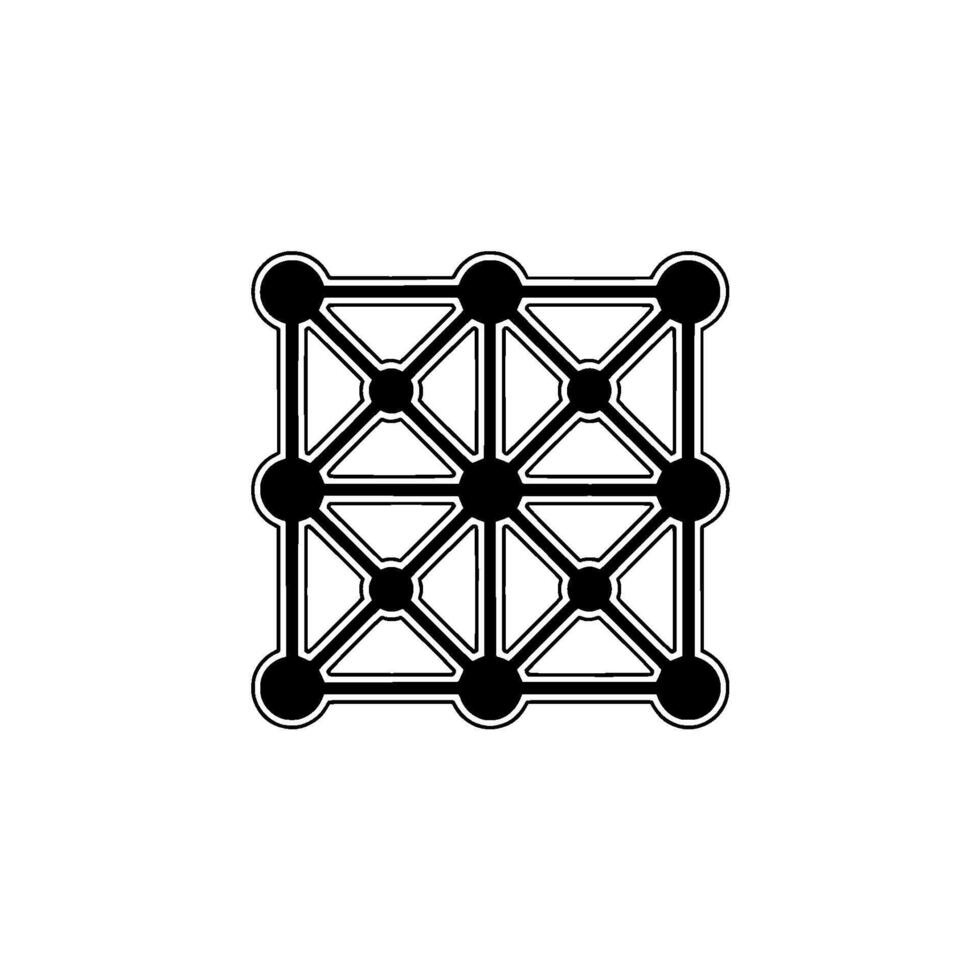 A minimalist geometric abstract structure formed by interconnected nodes and lines vector