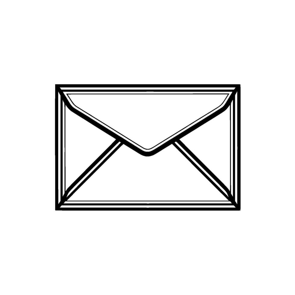 A clean and simple illustration of a envelope with bold outlines and double pinstripes vector