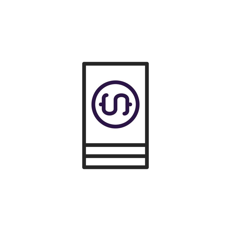 Abstract stylized currency symbol depicted on a rectangular format with three lines forming its vector