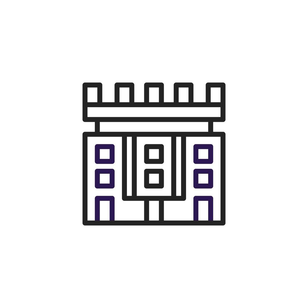 Conceptual architectural presentation featuring structure with geometric outline of fortified vector