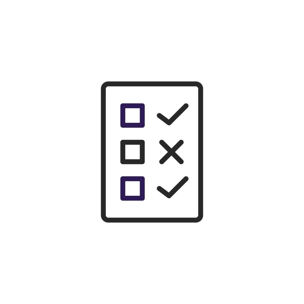 Depicts decision making process checklist with positive and negative feedback selection process vector