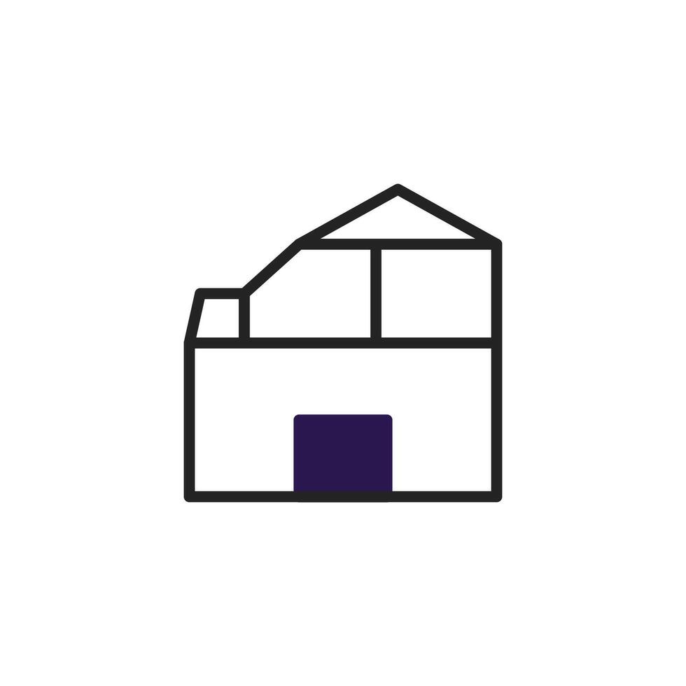 Minimalist home outline depicting simple architectural design with angular lines on a clean white vector