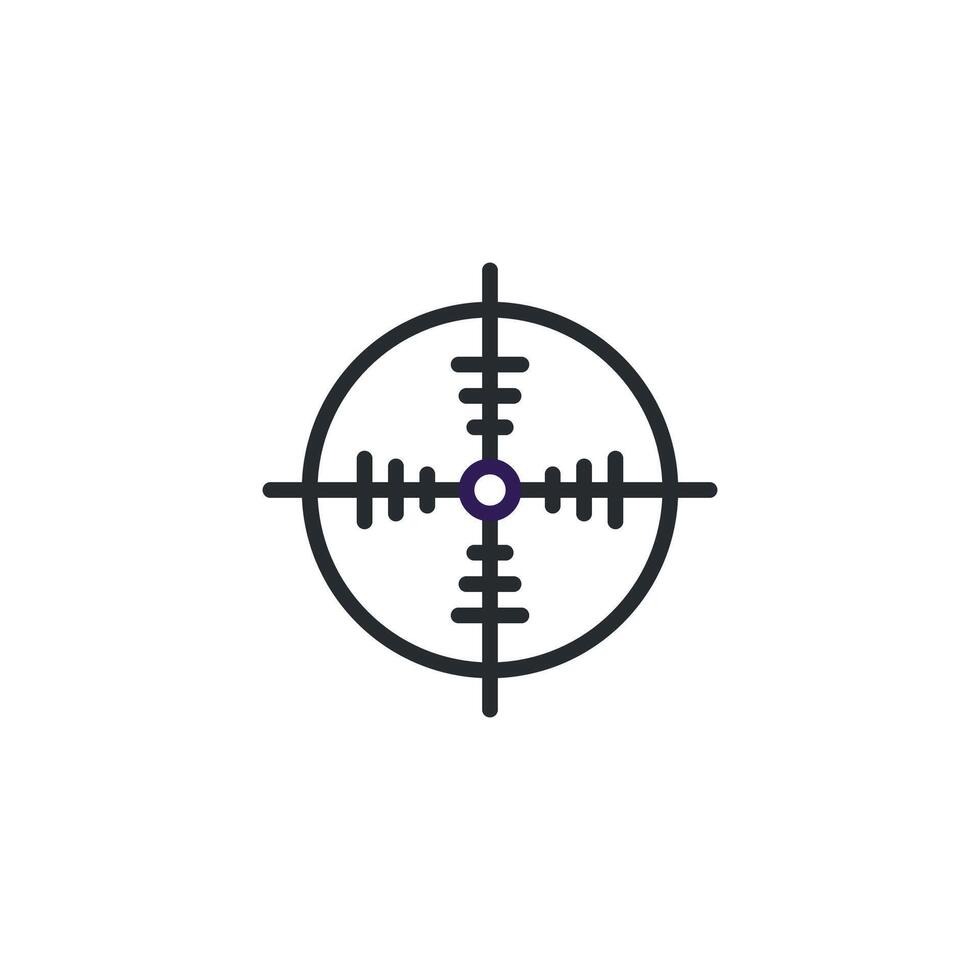 Minimalist target icon with concentric circles and crosshairs conveys accuracy and precision in vector