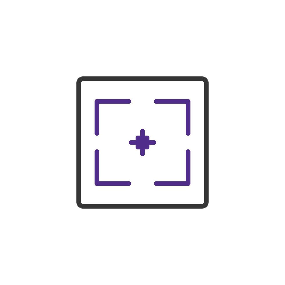 Modern graphic square with target crosshair symbol and corner brackets for precision selection and vector