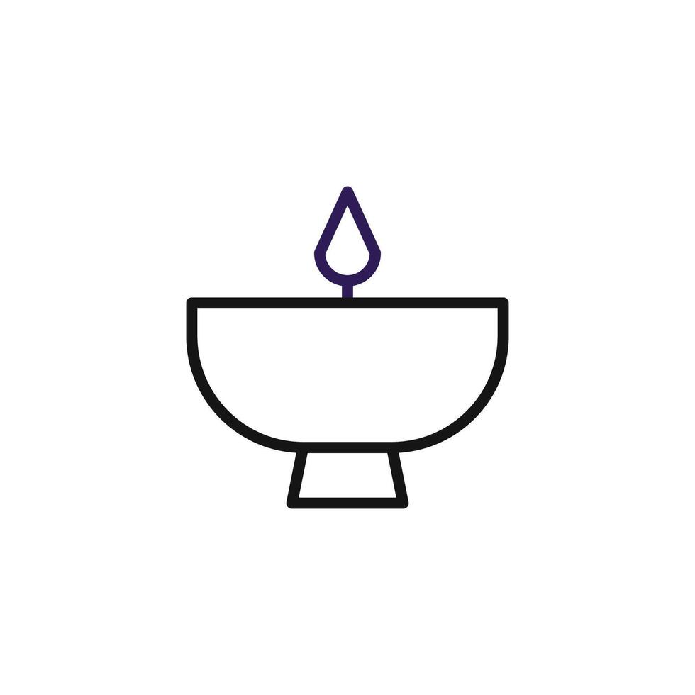 Simple representation of a candle in a bowl creating a symbolic flame for various contexts and vector