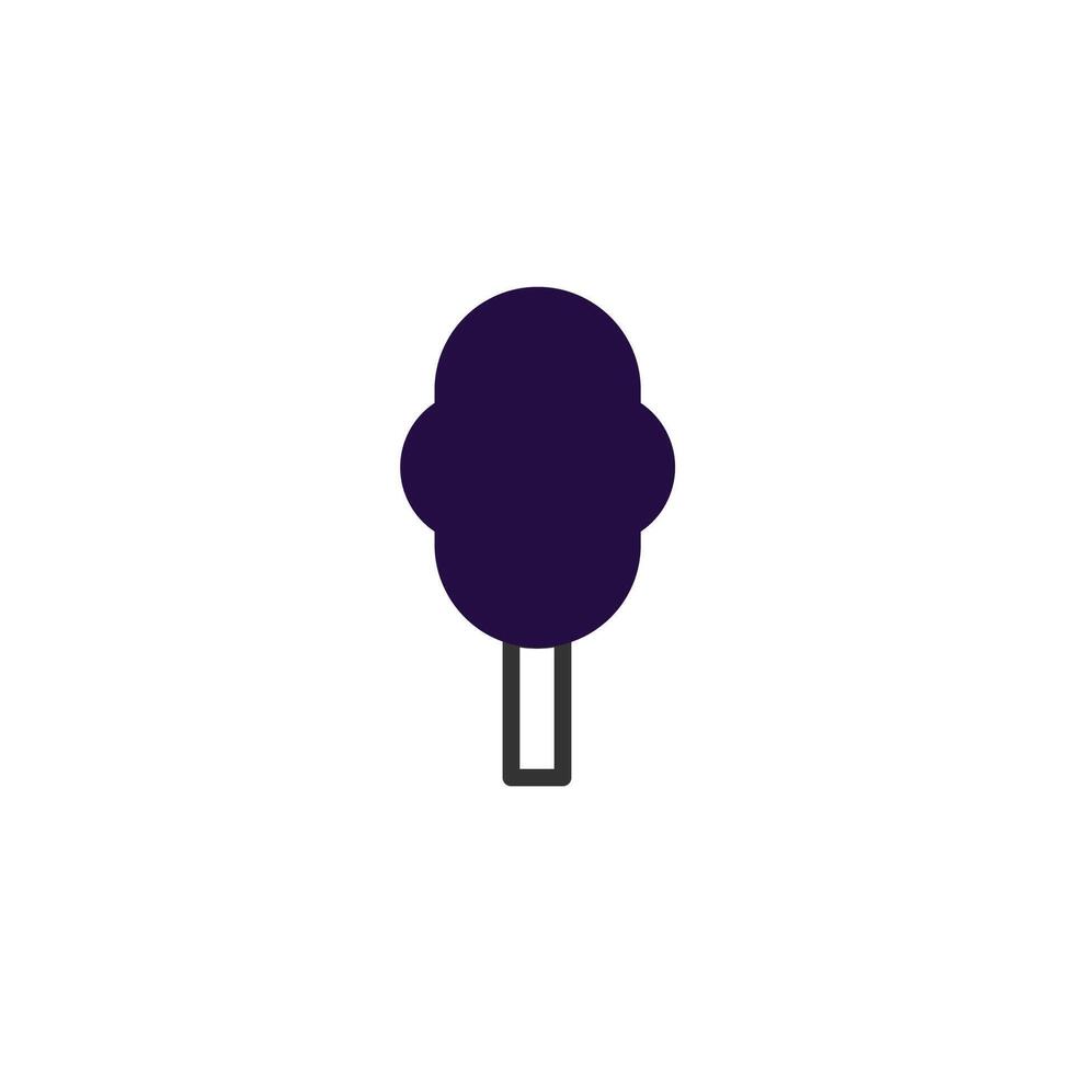 Stylized single tree illustration with a rounded canopy and bold color in a minimalistic form vector