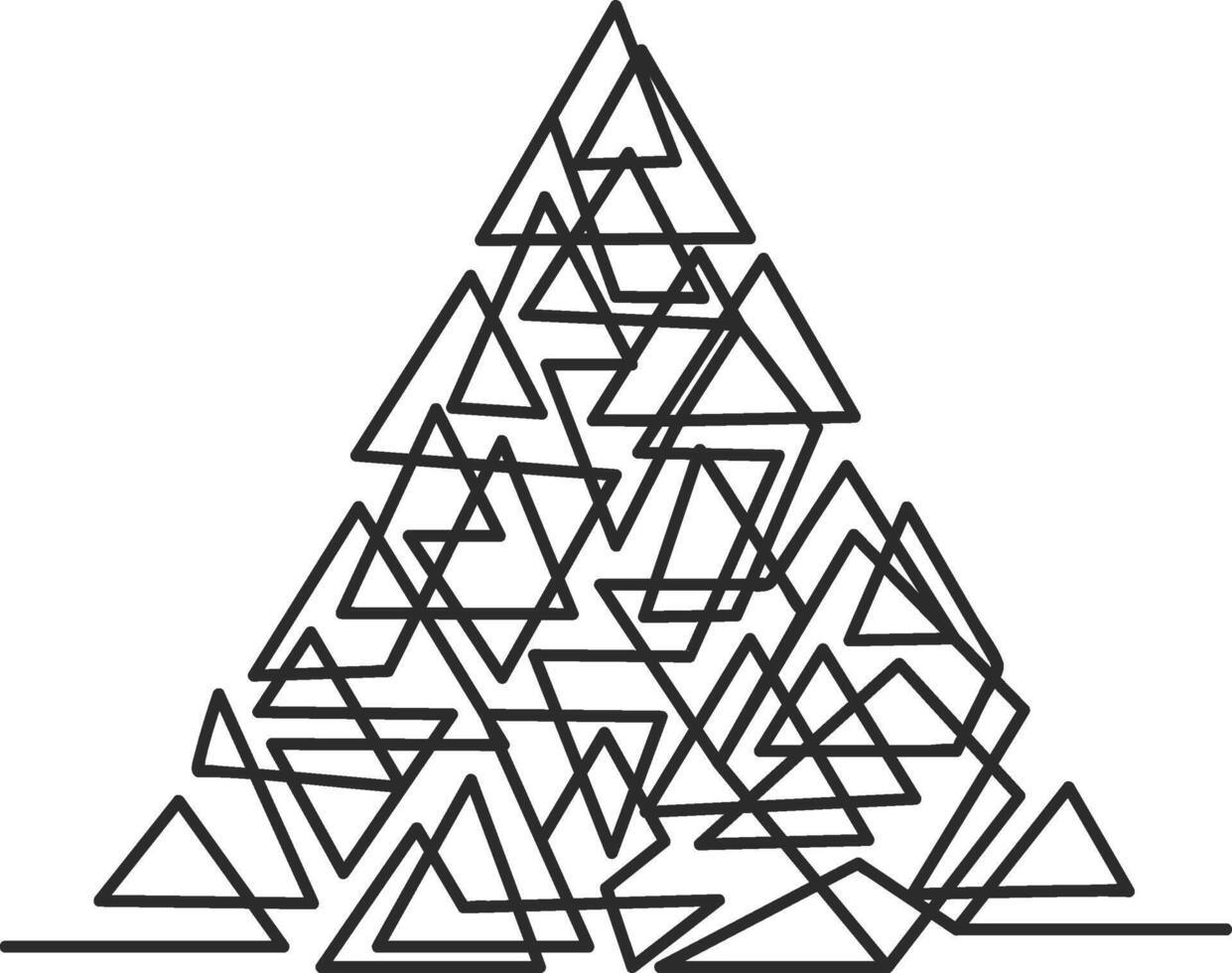 Overlapping triangles forming abstract geometric line pattern vector