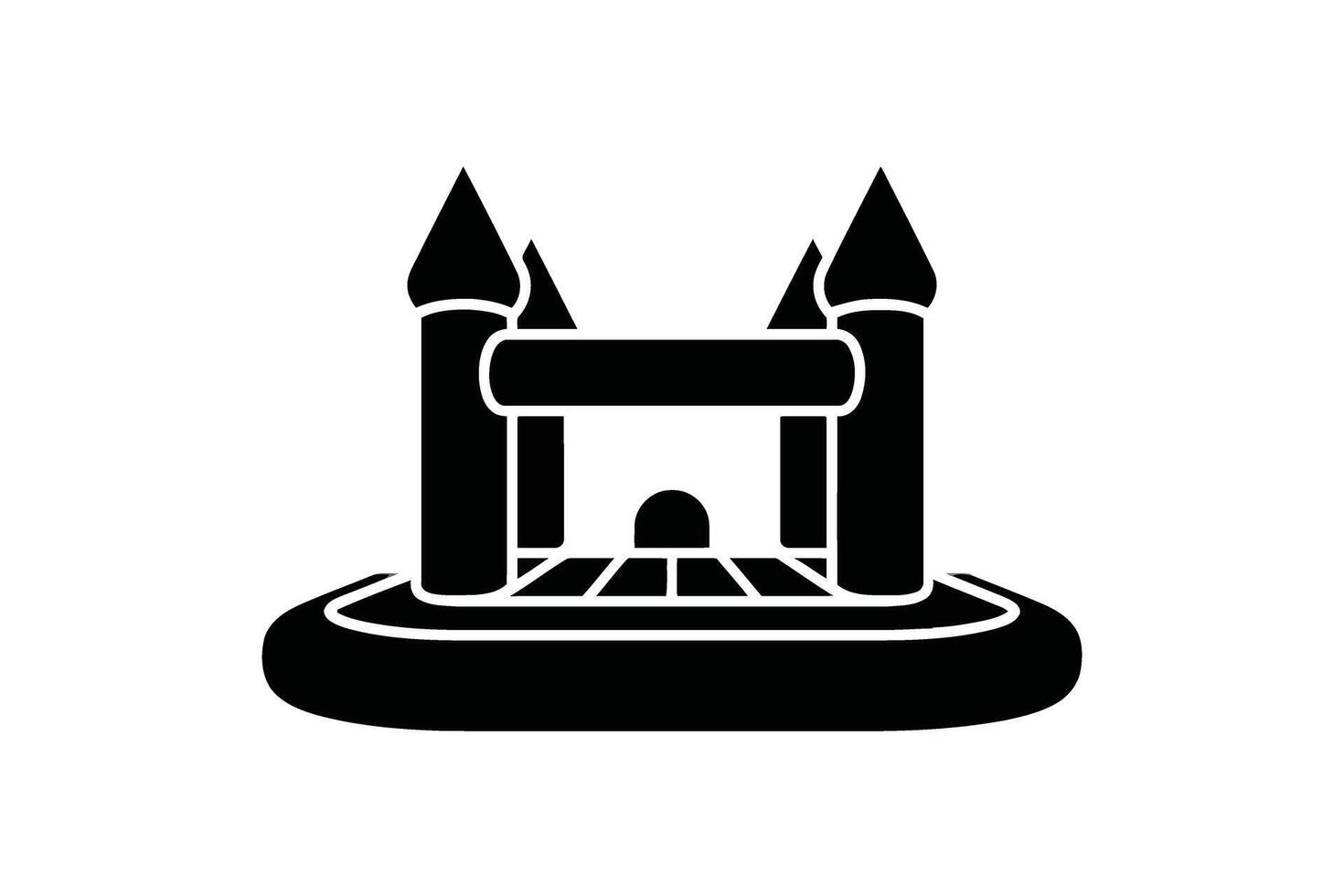 Resilient architecture silhouette Black silhouette icon of a bouncy castle with turrets on a white background inflatable castle playground vector
