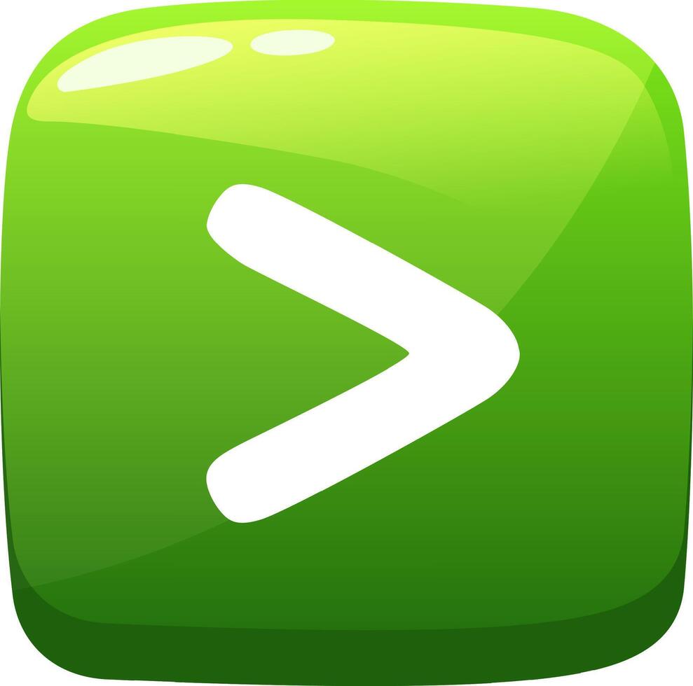 Green glossy button showing next play symbol vector
