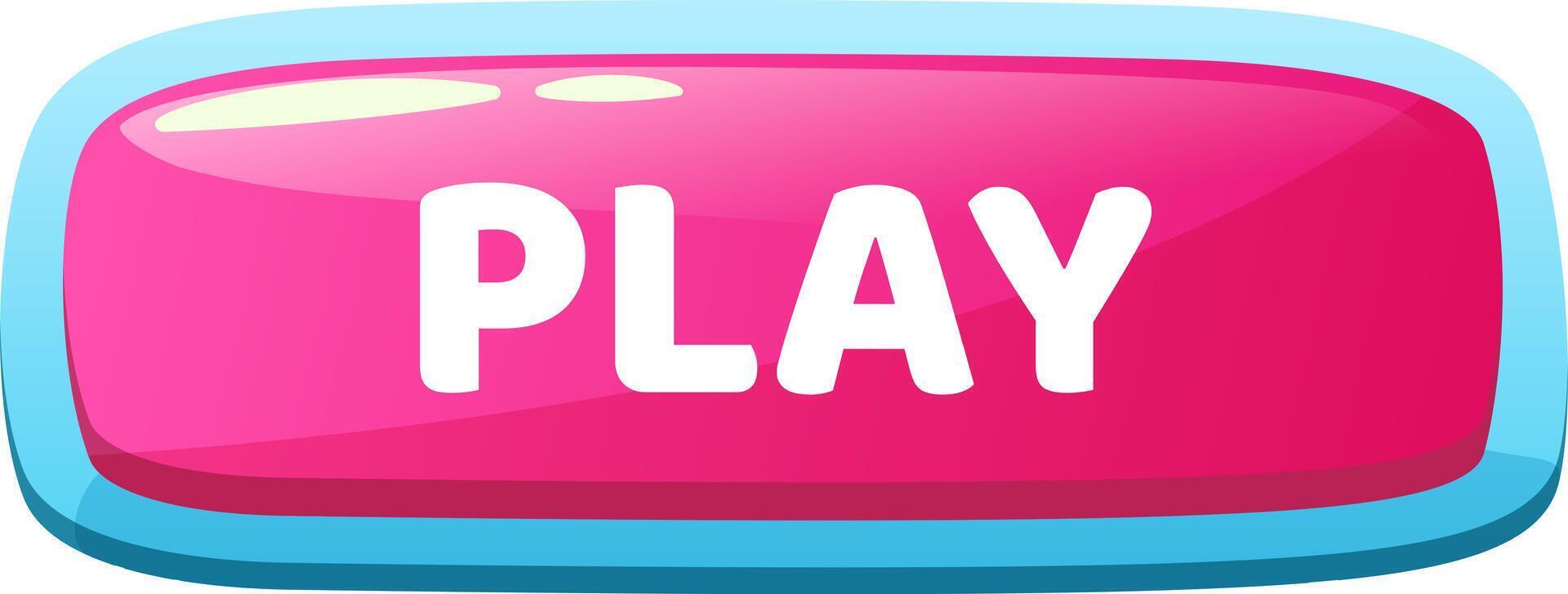 Pink glossy play button for user interface design vector