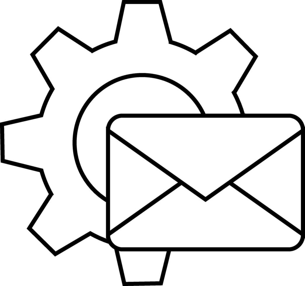 Outline icon of email envelope with gear for settings concept vector