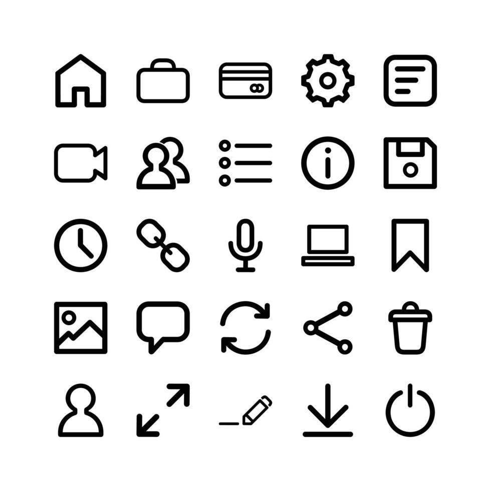 esencial web y aplicación ui contorno íconos conjunto para moderno digital diseño proyectos y interfaces vector