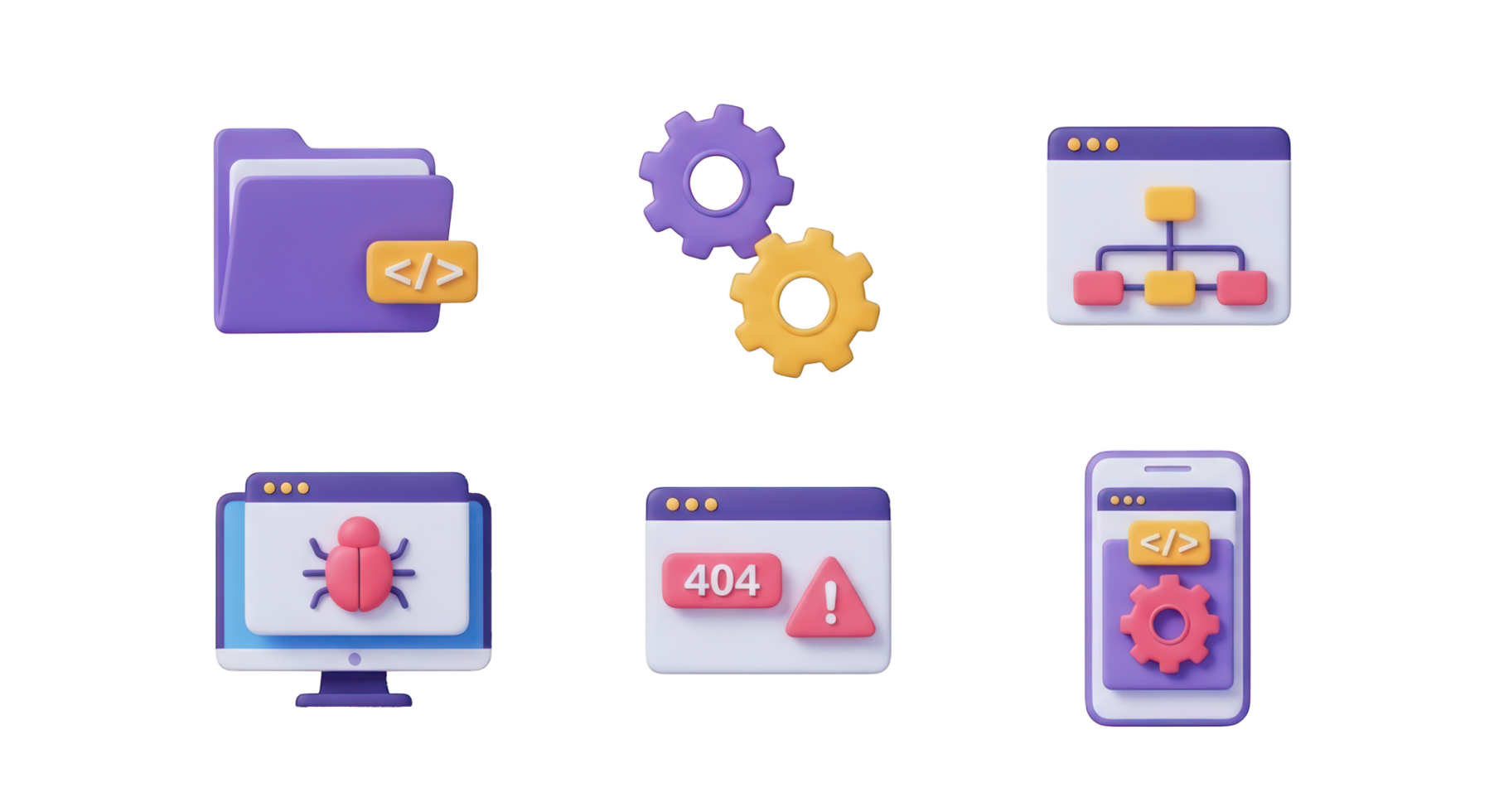 3 d Symbole von Codierung und Entwicklung Konzepte isoliert auf ein transparent Hintergrund Programmierung png