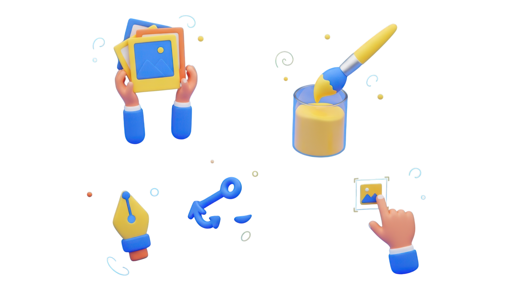 3 D graphic design tools and image editing elements isolated on a transparent background paintbrush png