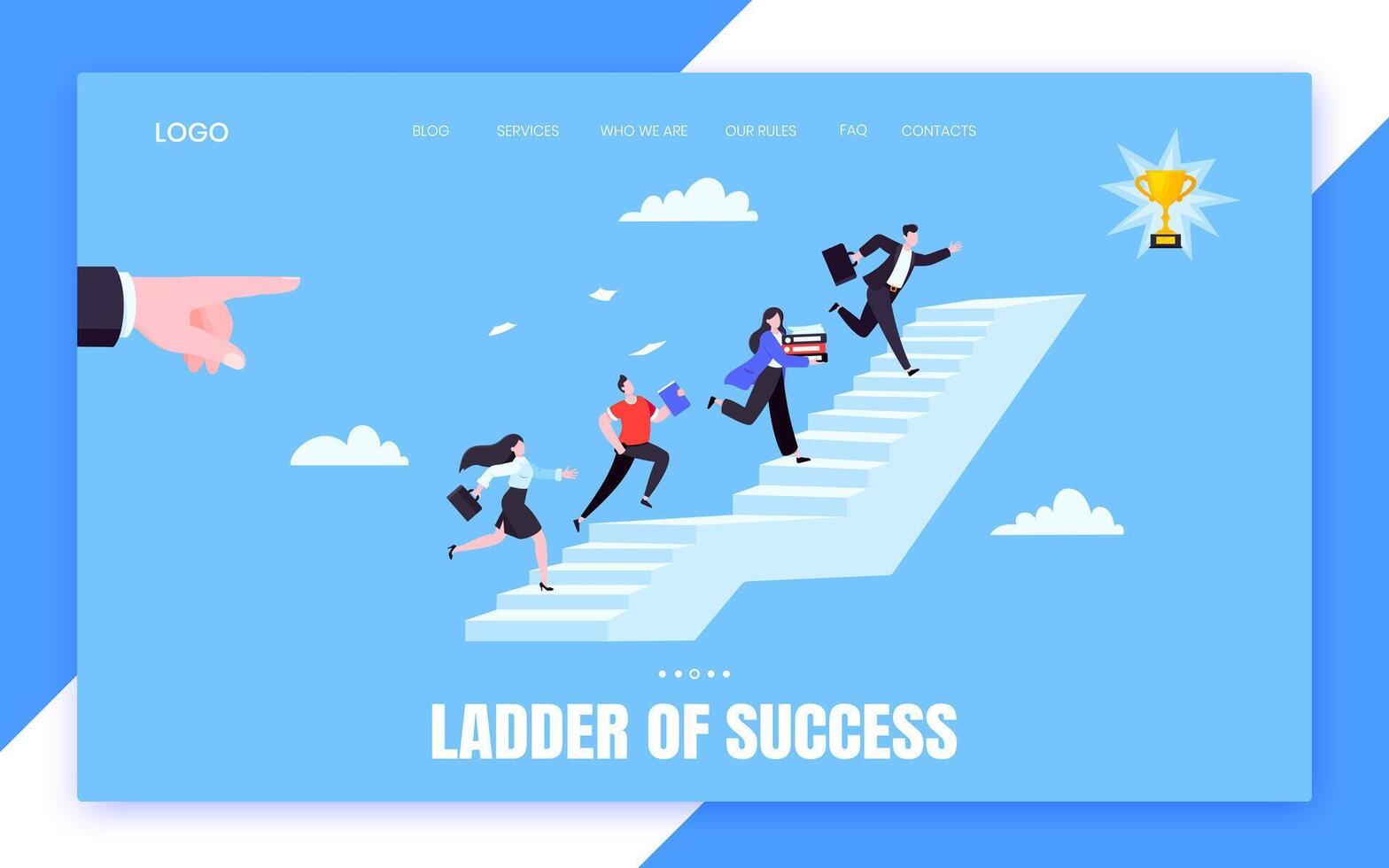 Success career ladder steps path challenge with business goals achievement flags objective vector