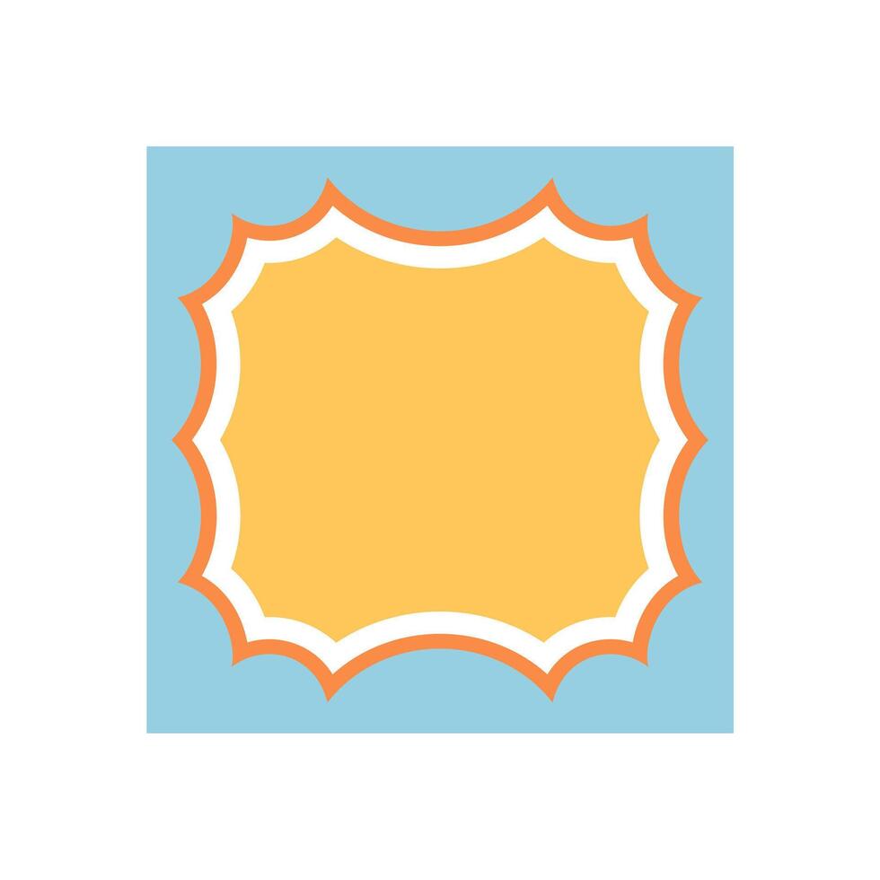 Groovy retro scallop rectangle frame in yellow with bold outline. Fun border shape and aesthetic background give y2k graphic charm. Modern accent for trendy and creative visuals. vector