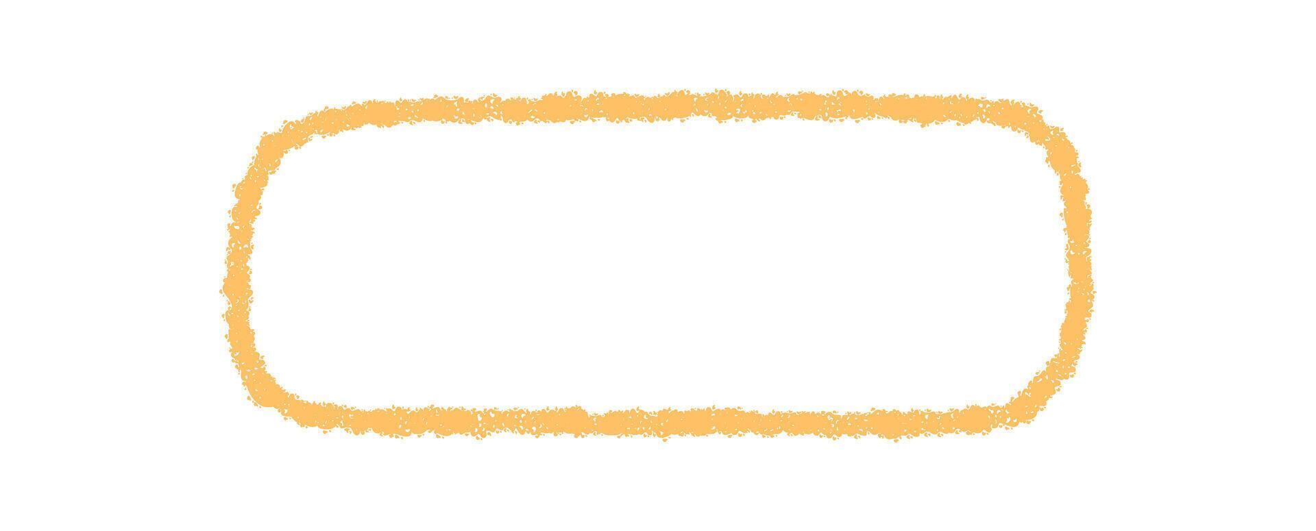 Fluid orange chalk outline message box forms a modern frame. Rectangle banner with soft border and textbox background. Perfect for label, border, and text in bright visual style. vector