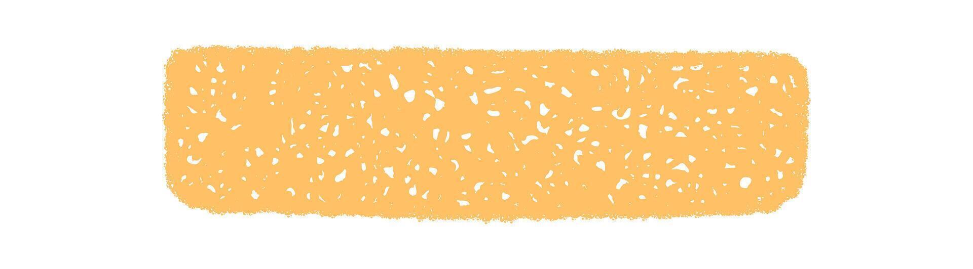 Fluid chalk squiggle rectangle box with rough sketch texture forms a creative frame. Scribble element acts as a label or quote background in orange, ideal as unique graphic or design accent. vector