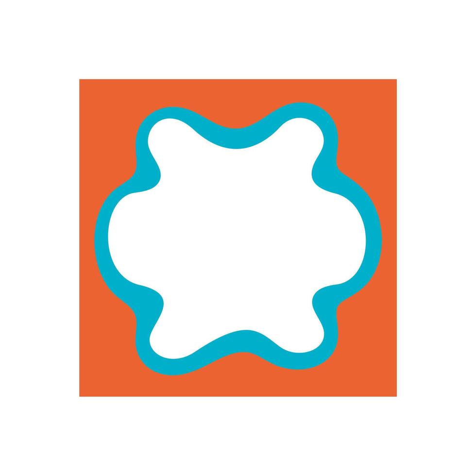 Groovy retro wavy frame border shape with orange pop background. Funky outline and y2k graphic form, border and frame in a pop style for trendy retro creative backgrounds modern uses. vector