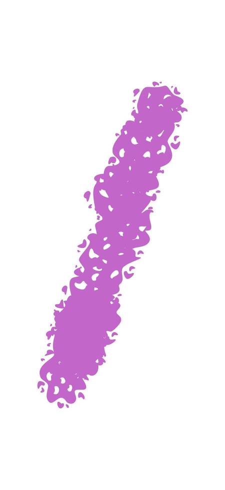 Hand drawn chalk slash icon with grunge style and oblique font mark. Purple solidus character as quote punctuation element. Artistic symbol for quotation and unique modern accent. vector
