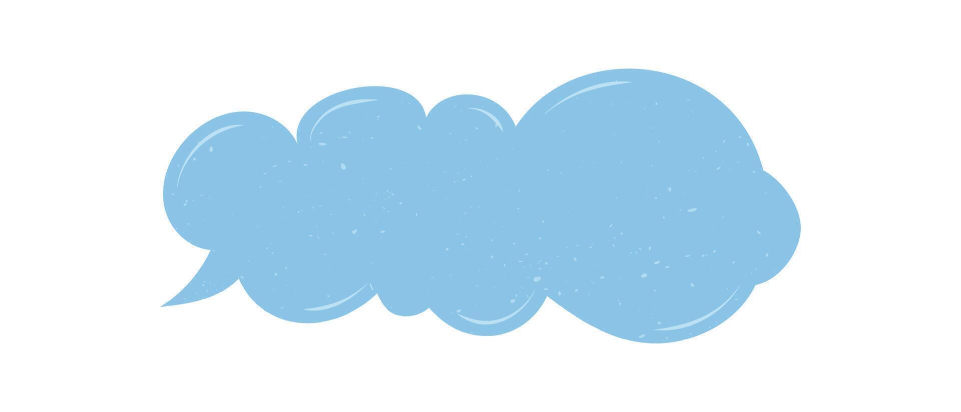 Hand drawn organic blue grunge bubble with cloud shape and speech texture. Talk and quote message for chat or conversation concept, unique style for creative communication element. vector